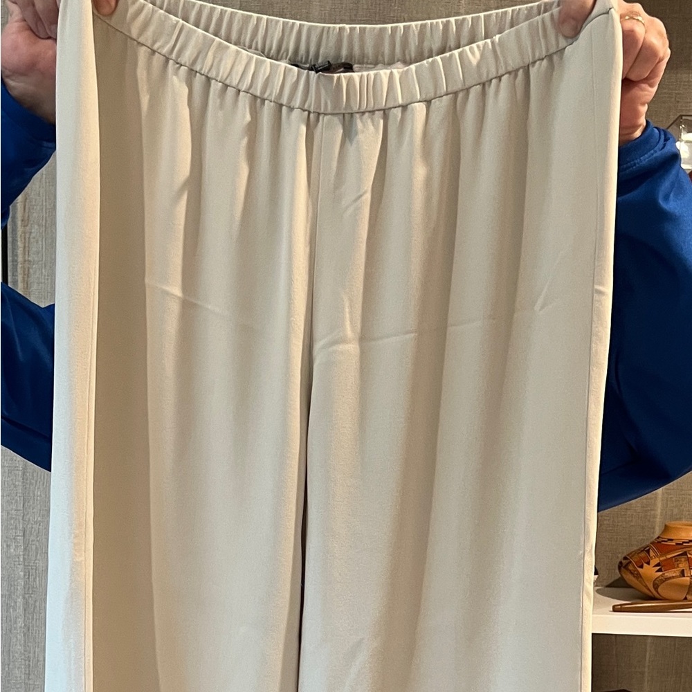 100% Silk fully lined elastic waist wide leg pants